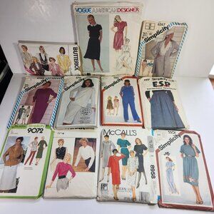 Sewing Patterns Lot of 11 Vogue Simplicity Butterick McCalls Cut Vintage 70s 80s